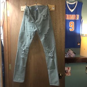 H&M Green Biker Skinny Jeans